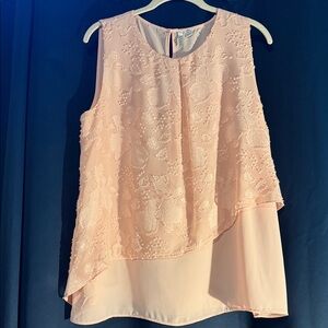 Elle Peach Floral Sleeveless Blouse
